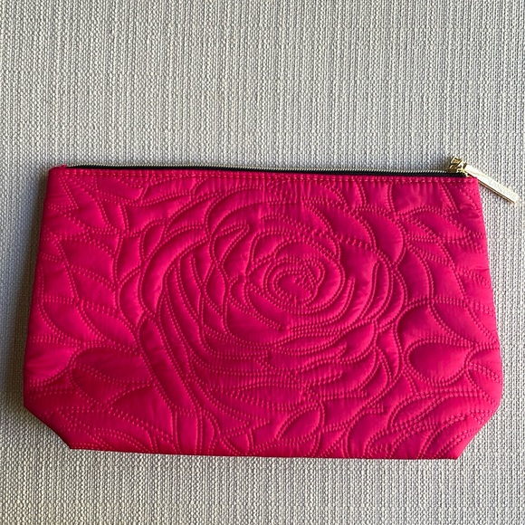 Lancome large hot pink makeup pouch with gold zipper - Picture 3 of 14
